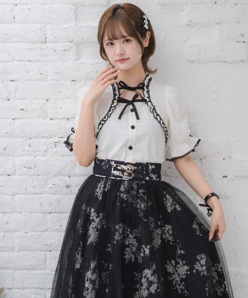 couture BY ROJITA（クチュールバイロジータ）の「Wリボンボレロ風トップス（Tシャツ/カットソー・レディース・ブラック/マルチ/ホワイト/グレー・FREE）」の14枚目の写真