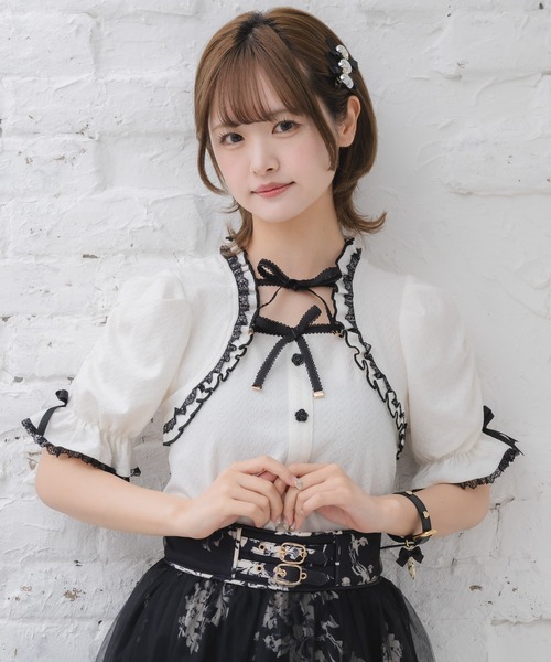 トップス rojetta セール】Wリボンボレロ風トップス（Tシャツ/カットソー
