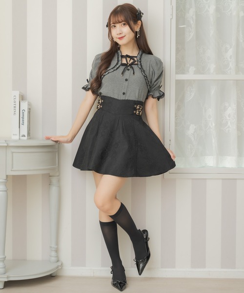 couture BY ROJITA（クチュールバイロジータ）の「Wリボンボレロ風トップス（Tシャツ/カットソー・レディース・ブラック/マルチ/ホワイト/グレー・FREE）」の8枚目の写真