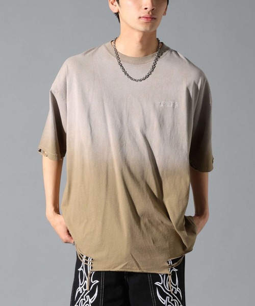 LAND MUSEUM(ランドミュージアム)の「LAND MUSEUM/ルーズダメージT(Tシャツ/カットソー・メンズ・ブラック/ベージュ・FREE)」の1枚目の写真