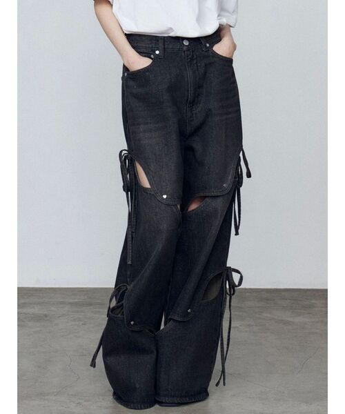 カットアウトルーズジーンズ　EMODA エモダ エモダ EMODA カットアウトルーズジーンズ （ブルー