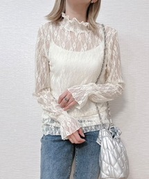 Belle Cie | レースで仕込む、大人のときめき。 シアーレーストップス(Tシャツ/カットソー)