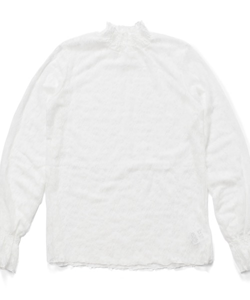 Belle Cie(ベルシー)の「シアートップス|レースで仕込む大人のときめき レーストップス 長袖 透け感 ブラウス(Tシャツ/カットソー・レディース・アイボリー/ブラック/ホワイト・L/XL/M)」の18枚目の写真