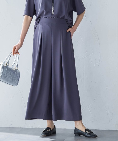新品✦UNTITLED　リラックス ガウチョパンツ 紺色 大人気セットアップ！！快適なはき心地】リラックス ガウチョ