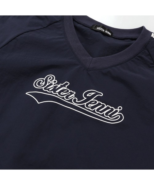 SISTER JENNI(SISTER JENNI)の「【シャカシャカ素材】Vネックタフタユニフォーム風ビッグT(Tシャツ/カットソー・キッズ・サックスブルー/オフホワイト/ネイビー・130cm/140cm/150cm/160cm)」の5枚目の写真