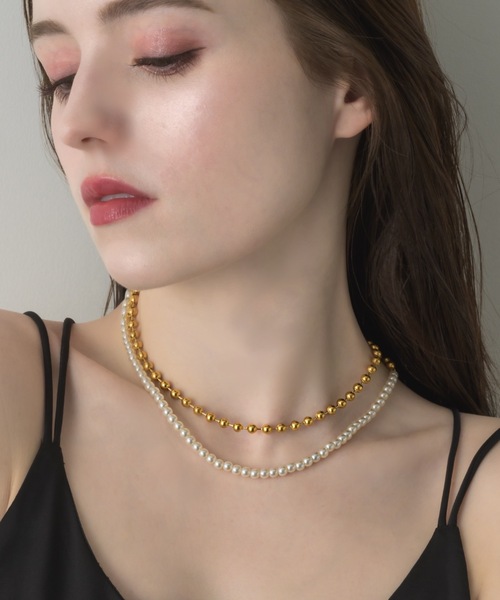 muku（ムク）の「CHAIN/PEARL×BALL（ネックレス・レディース・ゴールド/シルバー・FREE）」の4枚目の写真