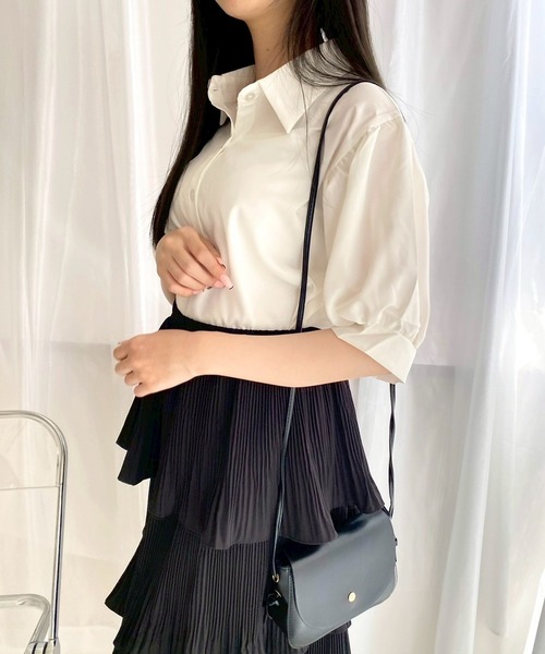 merrylatte（メリーラテ）の「シンプルパフスリーブ半袖ブラウス（シャツ/ブラウス・レディース・ホワイト・MEDIUM）」の8枚目の写真