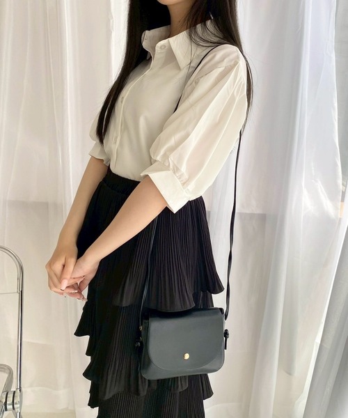 merrylatte（メリーラテ）の「シンプルパフスリーブ半袖ブラウス（シャツ/ブラウス・レディース・ホワイト・MEDIUM）」の9枚目の写真