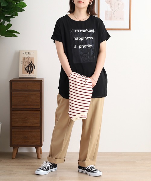 BRODIAEA(ブローディア)の「BRODIAEA オーガンジー重ねプリント半袖カットソー(Tシャツ/カットソー・レディース・ブルーグリーン/オフホワイト/ピンク/ブラック/グレイッシュベージュ・40)」の13枚目の写真