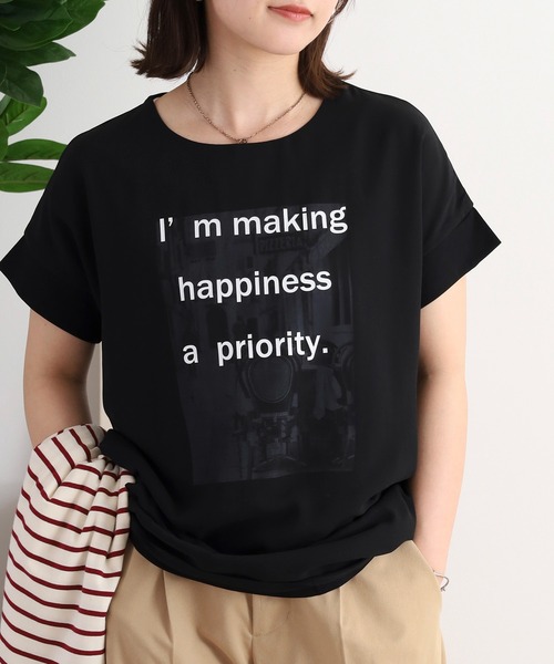 BRODIAEA(ブローディア)の「BRODIAEA オーガンジー重ねプリント半袖カットソー(Tシャツ/カットソー・レディース・ブルーグリーン/オフホワイト/ピンク/ブラック/グレイッシュベージュ・40)」の12枚目の写真