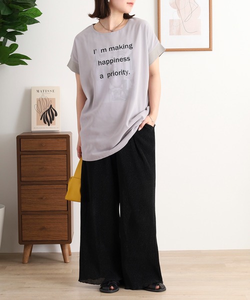 BRODIAEA(ブローディア)の「BRODIAEA オーガンジー重ねプリント半袖カットソー(Tシャツ/カットソー・レディース・ブルーグリーン/オフホワイト/ピンク/ブラック/グレイッシュベージュ・40)」の17枚目の写真