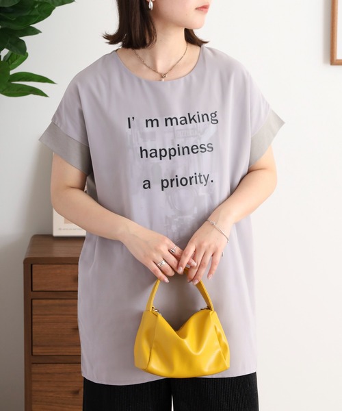 BRODIAEA(ブローディア)の「BRODIAEA オーガンジー重ねプリント半袖カットソー(Tシャツ/カットソー・レディース・ブルーグリーン/オフホワイト/ピンク/ブラック/グレイッシュベージュ・40)」の15枚目の写真