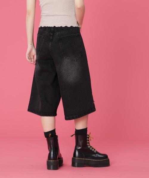 SIS(エスアイエス)の「SIS/エスアイエス/クロスデニムショーツ(その他パンツ・レディース・ブルー/ブラック・LARGE/MEDIUM)」の5枚目の写真