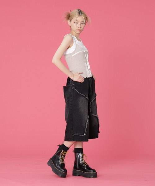 SIS(エスアイエス)の「SIS/エスアイエス/クロスデニムショーツ(その他パンツ・レディース・ブルー/ブラック・LARGE/MEDIUM)」の8枚目の写真