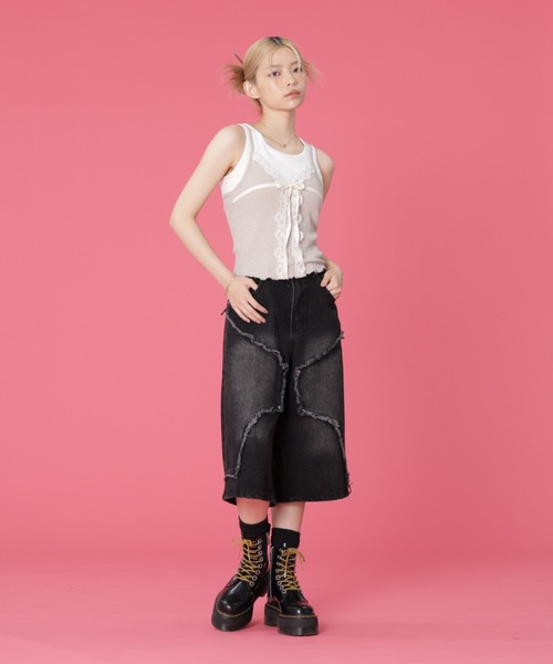 SIS(エスアイエス)の「SIS/エスアイエス/クロスデニムショーツ(その他パンツ・レディース・ブルー/ブラック・LARGE/MEDIUM)」の10枚目の写真