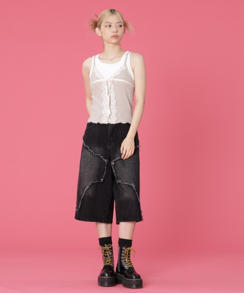 SIS(エスアイエス)の「SIS/エスアイエス/クロスデニムショーツ(その他パンツ・レディース・ブルー/ブラック・LARGE/MEDIUM)」の13枚目の写真