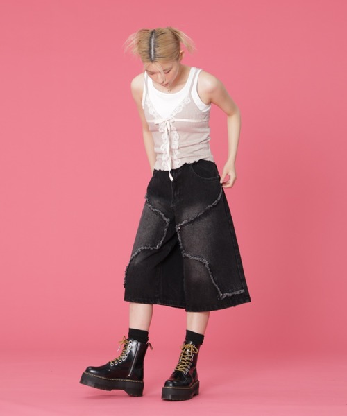 SIS(エスアイエス)の「SIS/エスアイエス/クロスデニムショーツ(その他パンツ・レディース・ブルー/ブラック・LARGE/MEDIUM)」の15枚目の写真