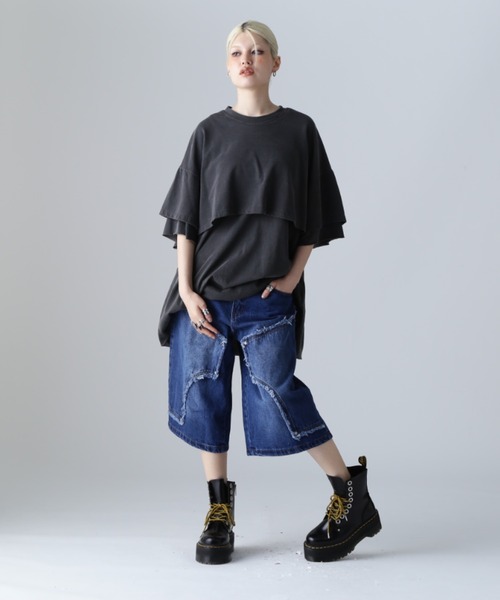 SIS(エスアイエス)の「SIS/エスアイエス/クロスデニムショーツ(その他パンツ・レディース・ブルー/ブラック・LARGE/MEDIUM)」の21枚目の写真