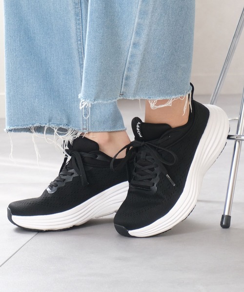 AmiAmi（アミアミ）の「【HOPPY ホッピー】軽量・厚底スニーカー  ウォーキング ジョギング（スニーカー・メンズ・ブラック/ブラック×ブラック・26.5cm/27cm/22.5cm/23cm/23.5cm/24cm/24.5cm/25cm/25.5cm/26cm）」の4枚目の写真