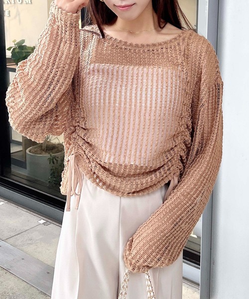 INGNI（イング）の「メッシュドロストトップス（Tシャツ/カットソー・レディース・アイボリー/ブラック/ベージュ・M）」の19枚目の写真