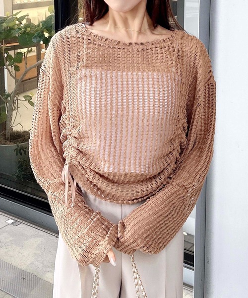 INGNI（イング）の「メッシュドロストトップス（Tシャツ/カットソー・レディース・アイボリー/ブラック/ベージュ・M）」の21枚目の写真