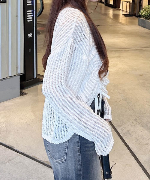 INGNI（イング）の「メッシュドロストトップス（Tシャツ/カットソー・レディース・アイボリー/ブラック/ベージュ・M）」の9枚目の写真