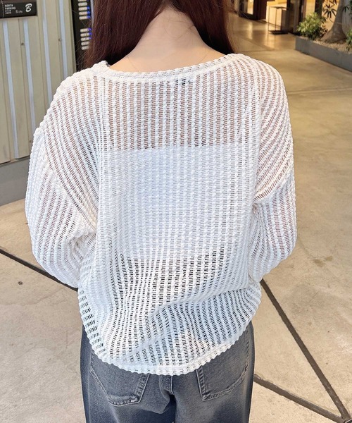 INGNI（イング）の「メッシュドロストトップス（Tシャツ/カットソー・レディース・アイボリー/ブラック/ベージュ・M）」の10枚目の写真