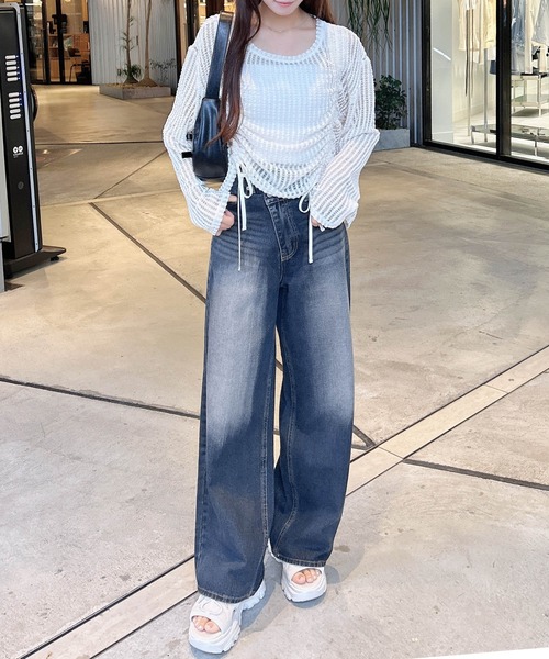 INGNI（イング）の「メッシュドロストトップス（Tシャツ/カットソー・レディース・アイボリー/ブラック/ベージュ・M）」の11枚目の写真