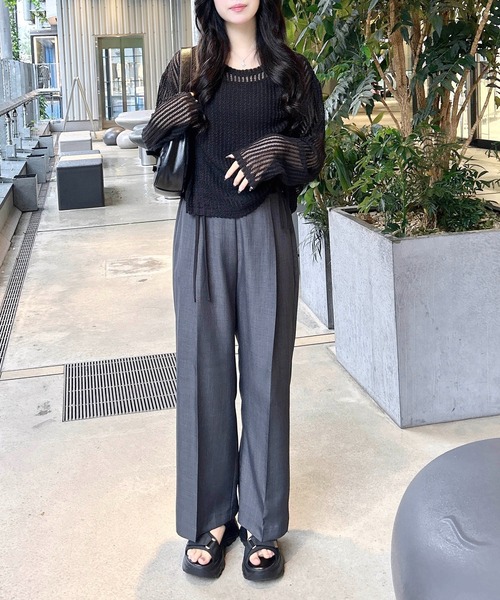 INGNI（イング）の「メッシュドロストトップス（Tシャツ/カットソー・レディース・アイボリー/ブラック/ベージュ・M）」の18枚目の写真