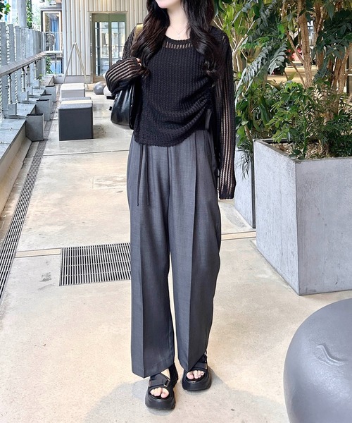 INGNI（イング）の「メッシュドロストトップス（Tシャツ/カットソー・レディース・アイボリー/ブラック/ベージュ・M）」の17枚目の写真