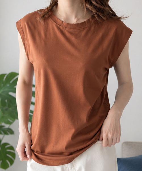 Amulet（アミュレット）の「【人気アイテム◎】二の腕が気にならない◎フレンチスリーブカットソー（Tシャツ/カットソー・レディース・ブラウン/ブラック/ホワイト/ベージュ/ネイビー/イエロー・M/L/XL）」の3枚目の写真