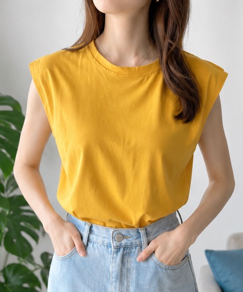 Amulet（アミュレット）の「【人気アイテム◎】二の腕が気にならない◎フレンチスリーブカットソー（Tシャツ/カットソー・レディース・ブラウン/ブラック/ホワイト/ベージュ/ネイビー/イエロー・M/L/XL）」の6枚目の写真