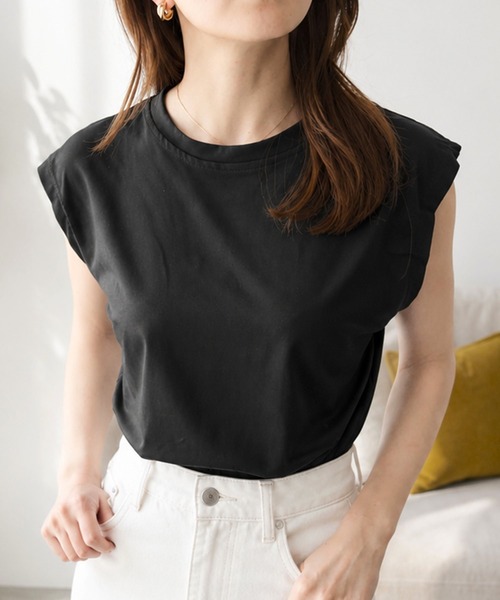 Amulet（アミュレット）の「【人気アイテム◎】二の腕が気にならない◎フレンチスリーブカットソー（Tシャツ/カットソー・レディース・ブラウン/ブラック/ホワイト/ベージュ/ネイビー/イエロー・M/L/XL）」の21枚目の写真