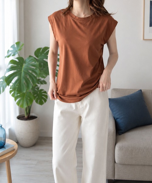 Amulet（アミュレット）の「【人気アイテム◎】二の腕が気にならない◎フレンチスリーブカットソー（Tシャツ/カットソー・レディース・ブラウン/ブラック/ホワイト/ベージュ/ネイビー/イエロー・M/L/XL）」の19枚目の写真