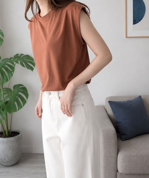 Amulet（アミュレット）の「【人気アイテム◎】二の腕が気にならない◎フレンチスリーブカットソー（Tシャツ/カットソー・レディース・ブラウン/ブラック/ホワイト/ベージュ/ネイビー/イエロー・M/L/XL）」の17枚目の写真