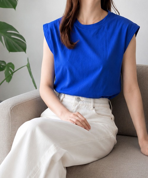 Amulet（アミュレット）の「【人気アイテム◎】二の腕が気にならない◎フレンチスリーブカットソー（Tシャツ/カットソー・レディース・ブラウン/ブラック/ホワイト/ベージュ/ネイビー/イエロー・M/L/XL）」の16枚目の写真