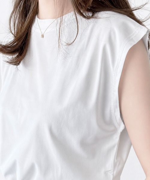Amulet（アミュレット）の「【人気アイテム◎】二の腕が気にならない◎フレンチスリーブカットソー（Tシャツ/カットソー・レディース・ブラウン/ブラック/ホワイト/ベージュ/ネイビー/イエロー・M/L/XL）」の7枚目の写真