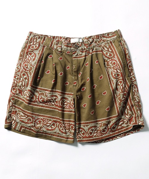 CAL O LINE(キャルオーライン)の「CAL O LINE/キャルオーライン BANDANA 2 TUCK SHORTS (7inc) ショーツ(その他パンツ・メンズ・オリーブ系・M)」の1枚目の写真