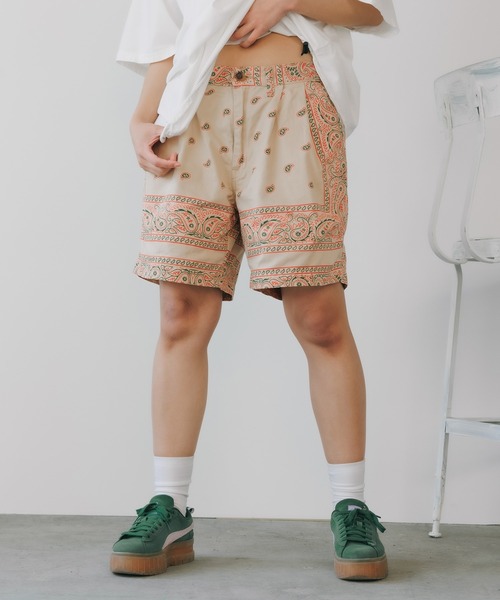 CAL O LINE(キャルオーライン)の「CAL O LINE/キャルオーライン BANDANA 2 TUCK SHORTS (7inc) ショーツ(その他パンツ・メンズ・オリーブ系・M)」の8枚目の写真