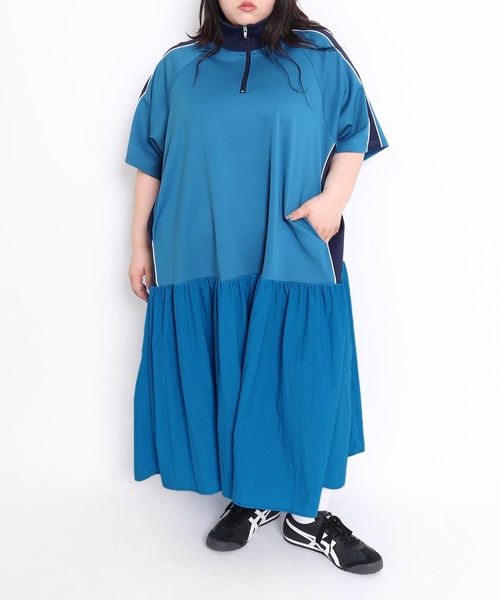 PUNYUS(プニュズ)の「配色切り替えジャージワンピース(ワンピース・レディース・グレー/ブルー・1/2/3/4)」の21枚目の写真