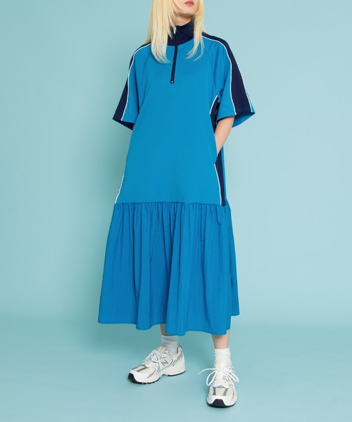 PUNYUS(プニュズ)の「配色切り替えジャージワンピース(ワンピース・レディース・グレー/ブルー・1/2/3/4)」の17枚目の写真