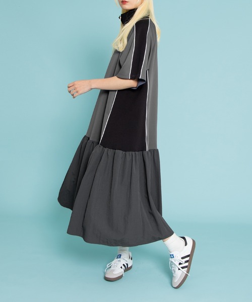 PUNYUS(プニュズ)の「配色切り替えジャージワンピース(ワンピース・レディース・グレー/ブルー・1/2/3/4)」の22枚目の写真