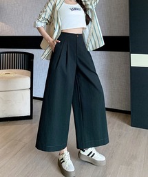 タック付きハイウエストワイドパンツ