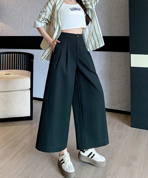 ReRe(リリ)の「タック付きハイウエストワイドパンツ(その他パンツ・レディース・ブラック/テラコッタ/ベージュ・MEDIUM/LARGE)」の2枚目の写真
