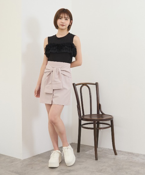 REDYAZEL(レディアゼル)の「チュールフリルラインカットソー(キャミソール・レディース・ホワイト/ボルドー/ブラック/ミント・FREE)」の12枚目の写真