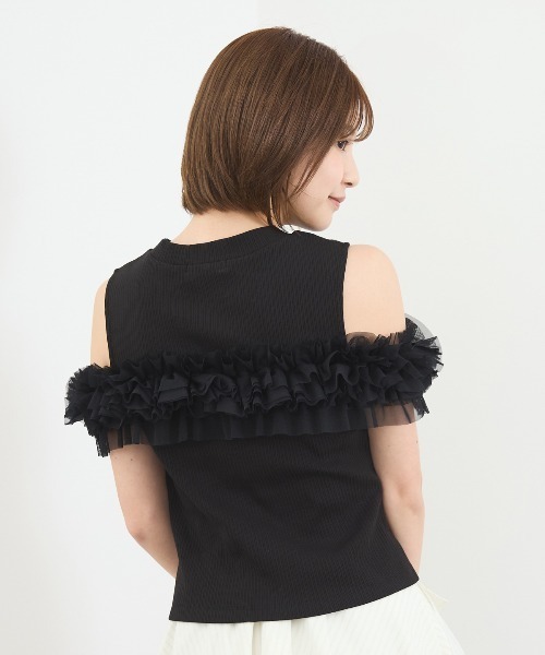 REDYAZEL(レディアゼル)の「チュールフリルラインカットソー(キャミソール・レディース・ホワイト/ボルドー/ブラック/ミント・FREE)」の14枚目の写真