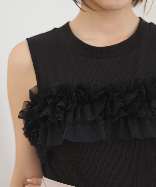 REDYAZEL(レディアゼル)の「チュールフリルラインカットソー(キャミソール・レディース・ホワイト/ボルドー/ブラック/ミント・FREE)」の16枚目の写真