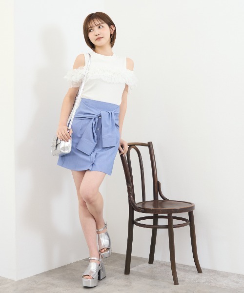 REDYAZEL(レディアゼル)の「チュールフリルラインカットソー(キャミソール・レディース・ホワイト/ボルドー/ブラック/ミント・FREE)」の17枚目の写真