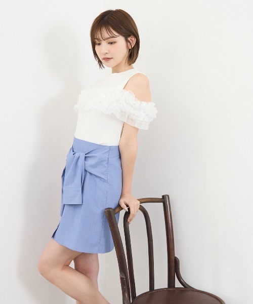 REDYAZEL(レディアゼル)の「チュールフリルラインカットソー(キャミソール・レディース・ホワイト/ボルドー/ブラック/ミント・FREE)」の19枚目の写真