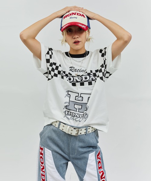 atmos pink(アトモスピンク)の「HONDA x atmos pink Racing Over T-shirt / ホンダ アトモス ピンク レーシング オーバー ティーシャツ 【SP】(Tシャツ/カットソー・レディース・チェック/ホワイト・FREE)」の13枚目の写真